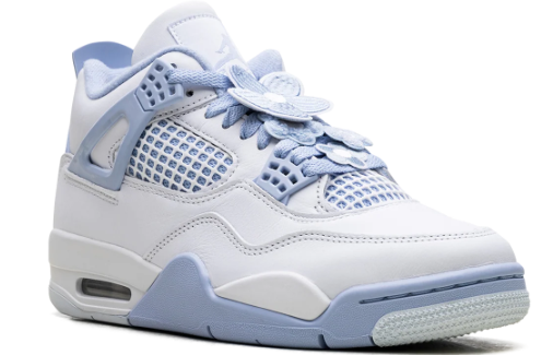 Air Jordan 4 Women's 'Aluminum' Sneakers - White / Blue
