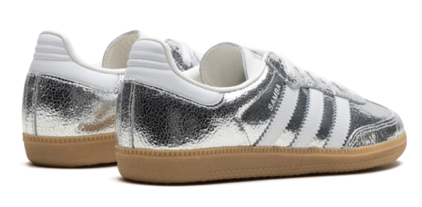 adidas Samba "Cracked Silver" – Metallic Silver / White