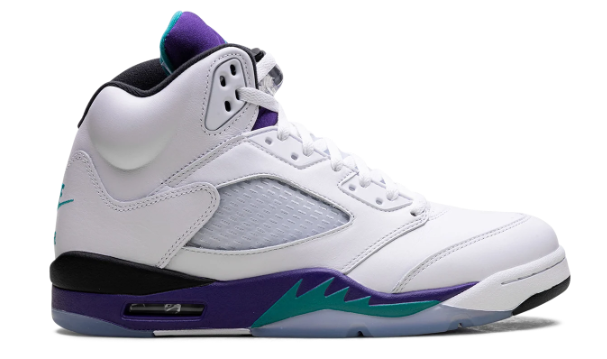 Air Jordan 5 'Grape' Sneakers - White / Emerald / Grape Ice